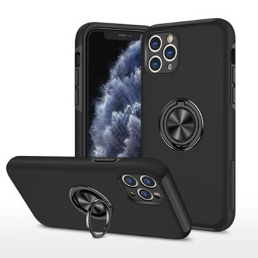 iPhone 11 Pro Max Compatible Case Cover With Magnetic Ring Holder Shockproof - Black